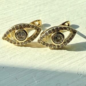 NEW! Pretty Bird Jewelry Gold plated Crystal Evil Eye leverbacks